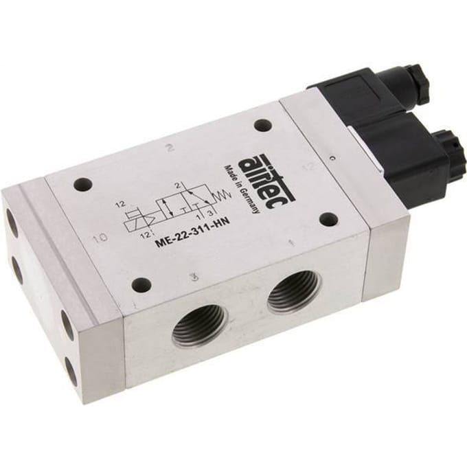 3/2 G1/2'' (G1/8'') Magneetventiel Extern 12V DC 0-10bar/0-140psi Airtec