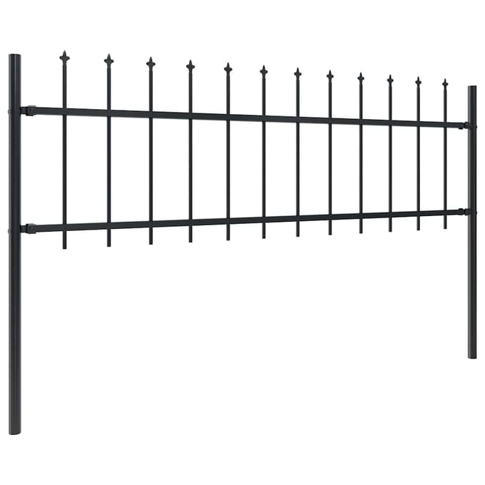 vidaXL - Tuinhek - met - speerpunt - staal - 1005x60 - cm - zwart