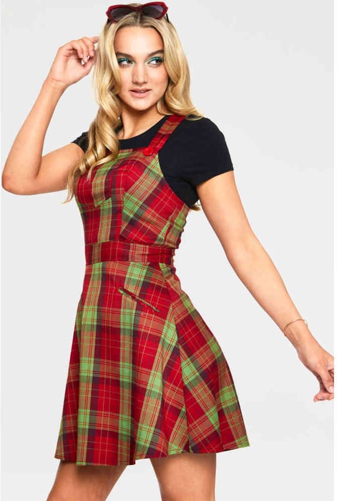Voodoo Vixen - Katie 1970s Plaid Pattern Korte jurk - M - Multicolours