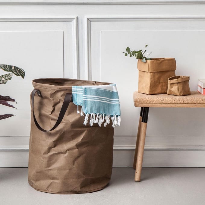 Ronde Wasmand - Gemaakt Van Wasbaar Papier - 75 L - Bruin