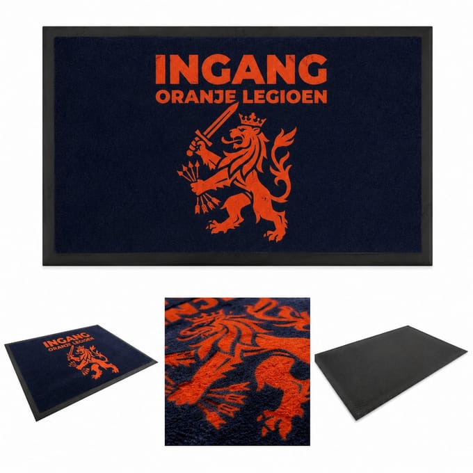 WK 2026 deurmat - deurmat - droogloopmat - schoonloopmat - wk 2026 mat - ingang oranje legioen leeuw - 45 x 75 cm