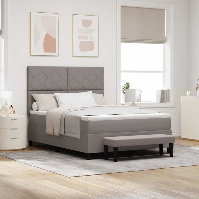 vidaXL - Boxspring - bed - met - hoofdeinde - Taupe - 160 - x - 200 - cm - Stof