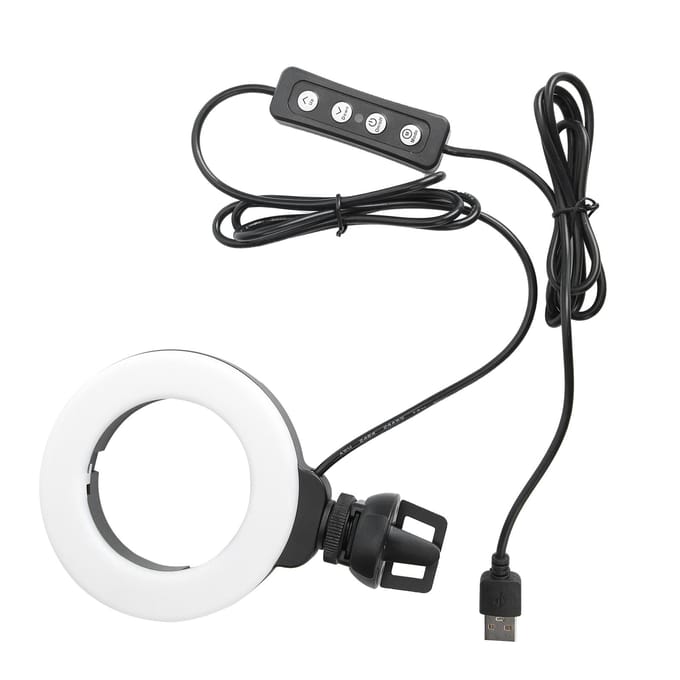 4in LED Dimbaar Ringlicht Selfie Invullicht met Clip voor Live Video voor Laptop Tablet PC white