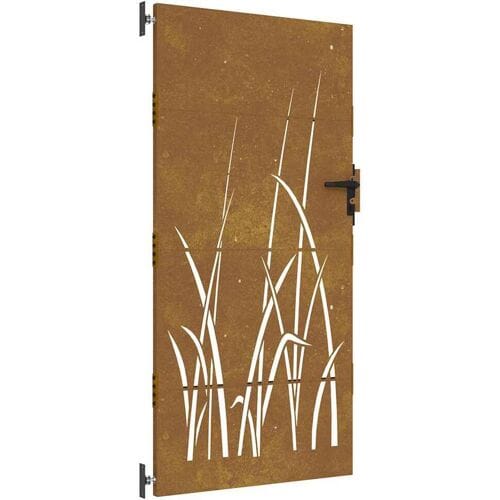 vidaXL - Poort - 85x200 - cm - grasontwerp - cortenstaal