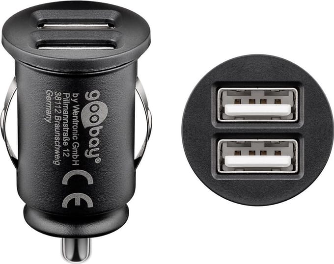 Goobay 15,5 W Dubbele USB autolader, 15,5 W max. 3,1 A (12/24 V) 2 x USB