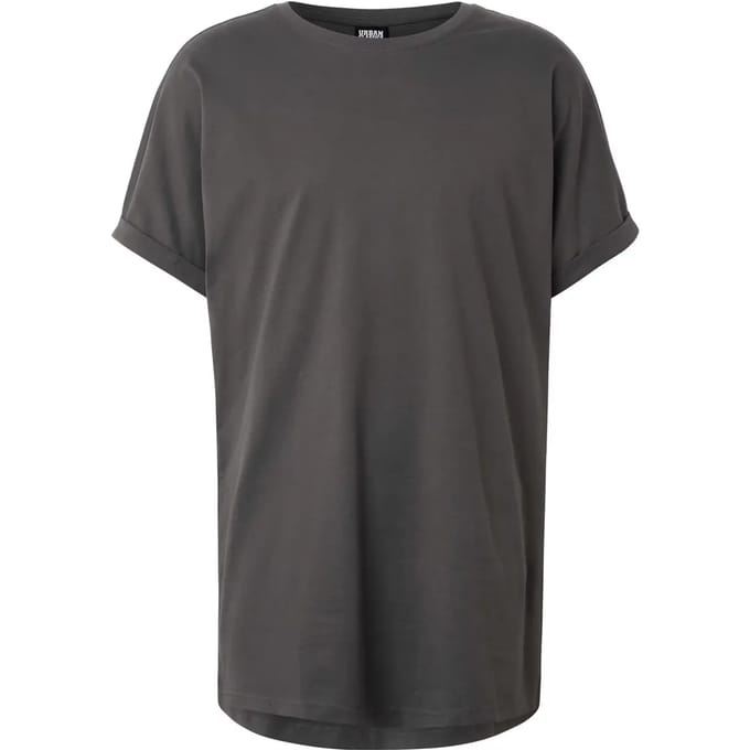 Urban Classics T-shirt - Long Shaped Turnup Tee - S tot 5XL - voor Mannen - donkergrijs