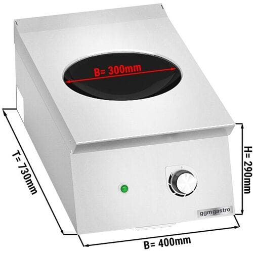 GGM Gastro Inductiewok - 3,5 kW - 1 kookzone - Ø300mm zilver