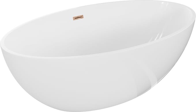 Mexen Nike vrijstaande badkuip 175 x 100 , wit, overloop roze goud - 54071751000-60