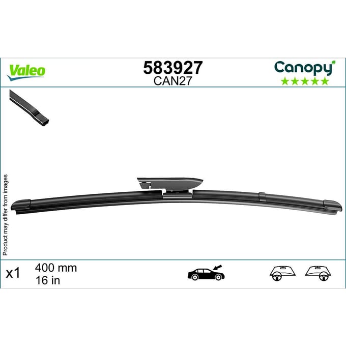 Wisserblad VALEO Canopy 583927, 400mm, Voor, 1 Stuk