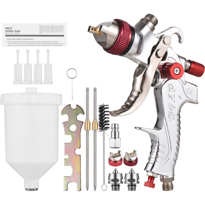 HVLP Verfspuitpistool Kit Gravity Feed Air Spray Gun Mini Sprayer Verfpistool Verfspuit met