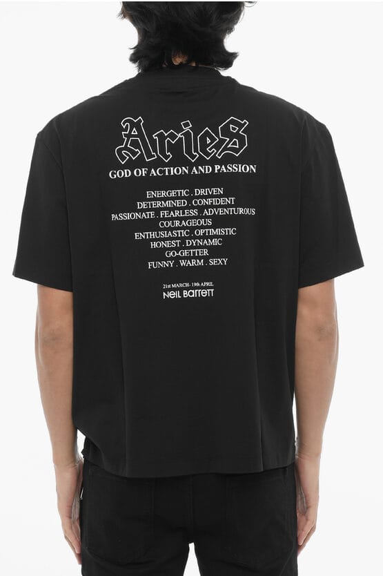 Slim Fit ROCK BAND ZODIAC RAM T-shirt in zwart