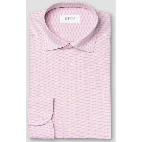 Eton Overhemd Mini Pattern Four-Way Stretch Roze / male