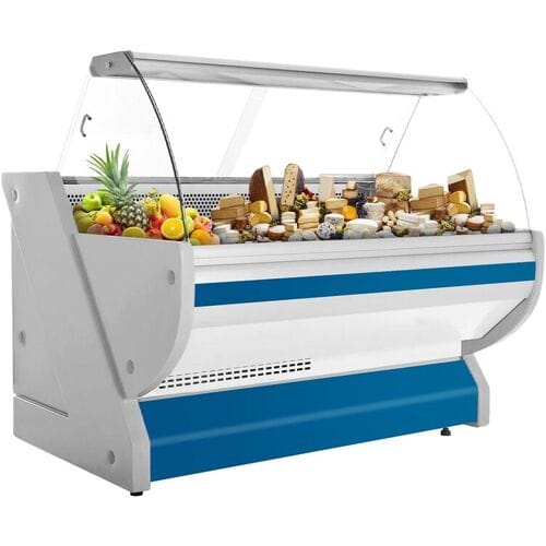 GGM Gastro Kühl-/ Fleischtheke - 1700mm - Blau - mit Fleischlicht & beleuchteter Frontblende