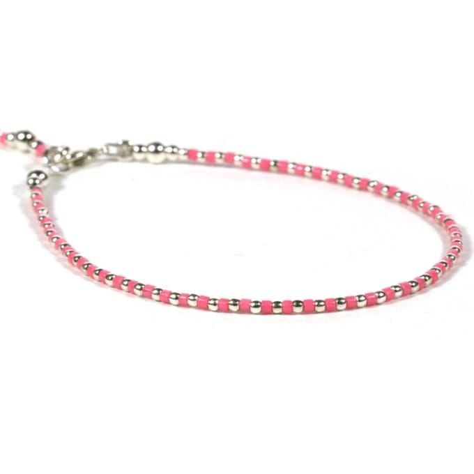Heaven Eleven - dames - Enkelbandjes - zilver - 925 - roze - 1mm - 25cm