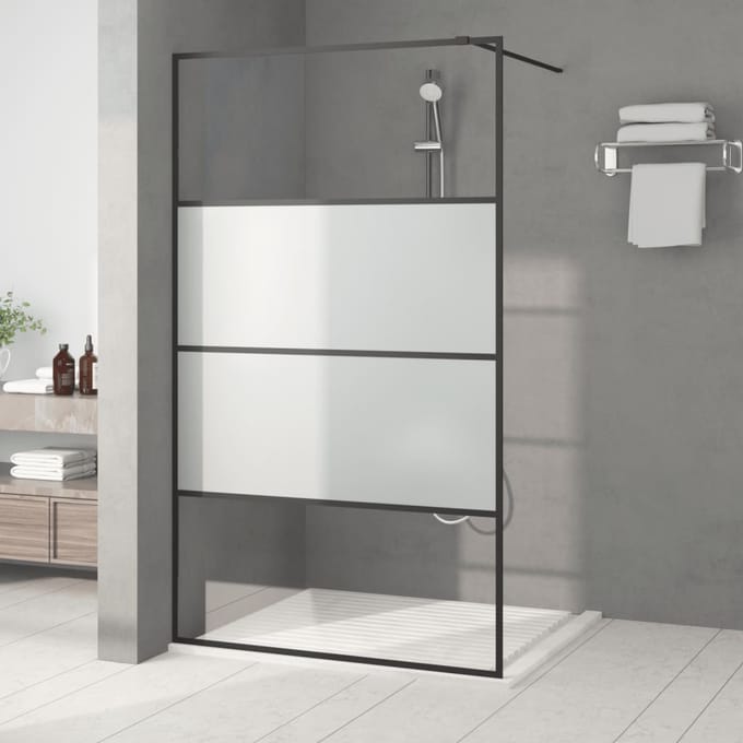 vidaXL - Inloopdouchewand - 115x195 - cm - halfmat - ESG-glas - zwart