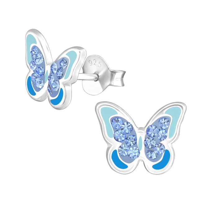 Princess Oorbellen Vlinder - 925 Zilver + Coating - 7x9mm