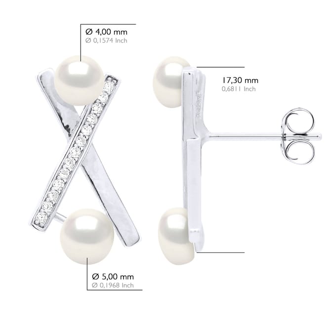 Oorbellen Strips - Echte Gecultiveerde Zoetwaterparel Knop 4-5 mm en 5-6 mm