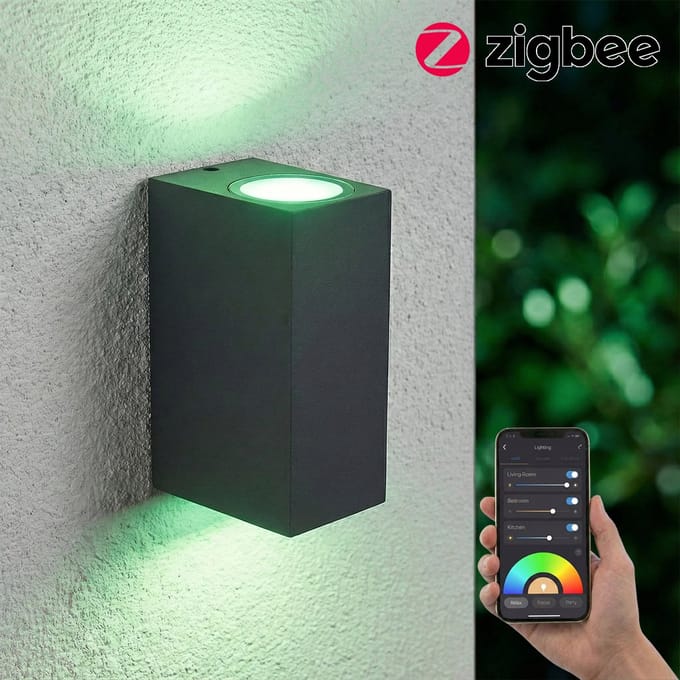 SMART LED Wandlamp | Zigbee | San Francisco | Incl. 2x lichtbronnen | HUE Compatible| Antraciet