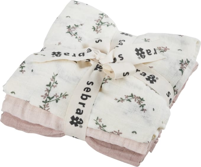 Sebra Hydrofiele Doeken Set - Powder Blossom Rose - 3 Stuks