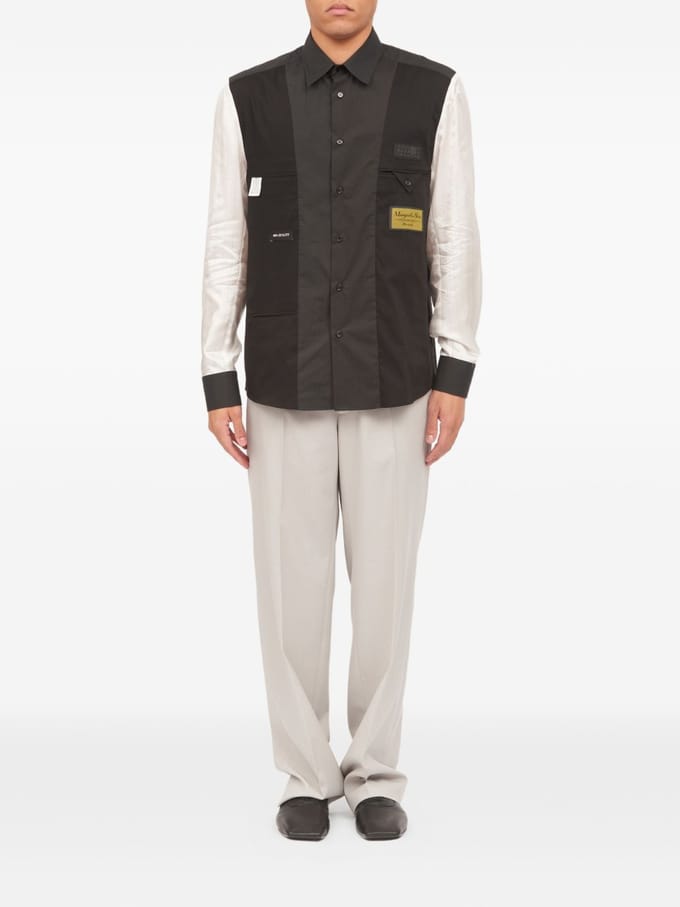 mm6 mason zwart shirt mouwen contrasterend