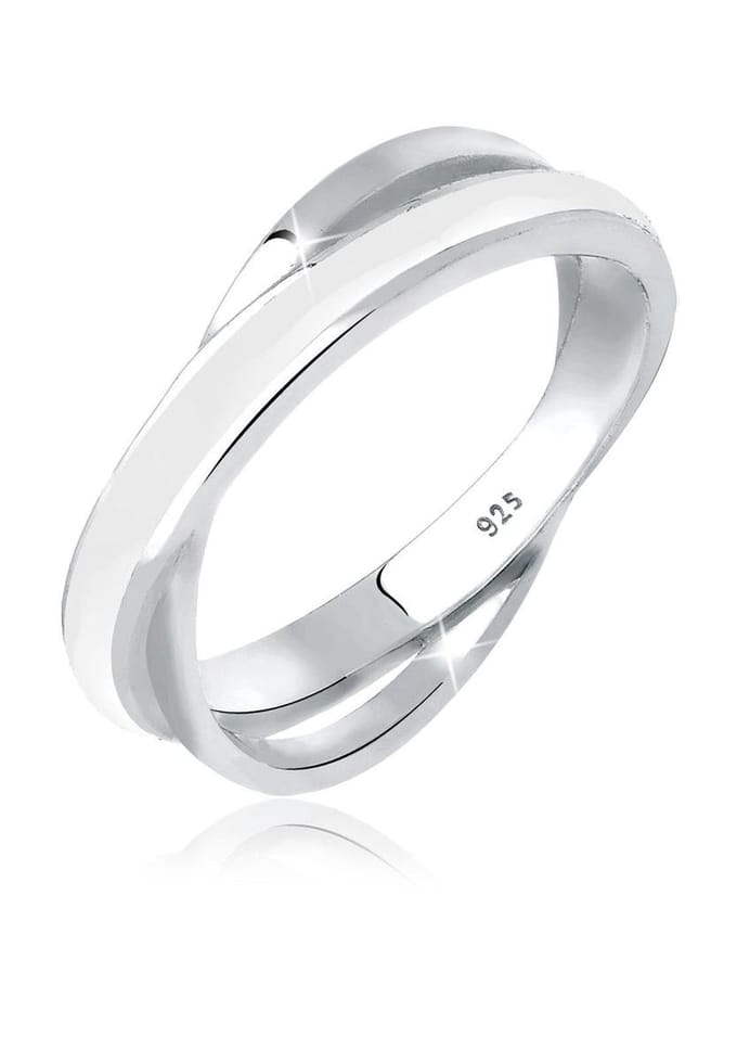 Elli - Ring - Dames Wikkel Modern met wit Emaille in 925 Sterling Zilver - Dames