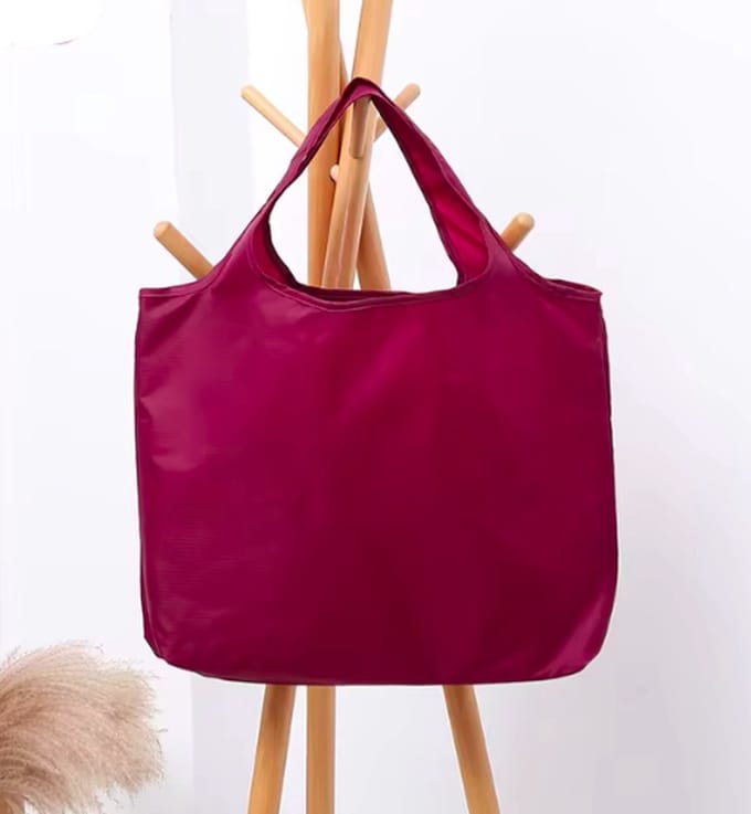 boodschappentas, Shopper strandtas herbruikbaar en opvouwbaar groot formaat kleur bordeaux