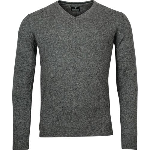 Baileys Trui V-Neck Uni Color Lambswool Anthracite / male