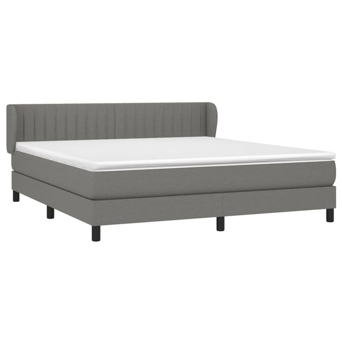 vidaXL - Boxspring - met - matras - stof - donkergrijs - 180x200 - cm