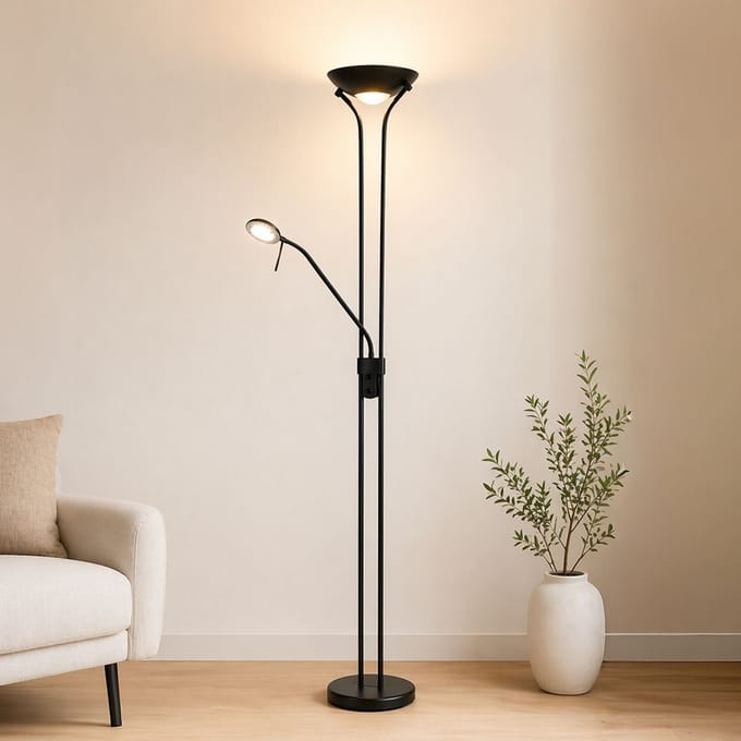 Milton & Oldbrook Vloerlamp met Leeslamp Brescia Zwart