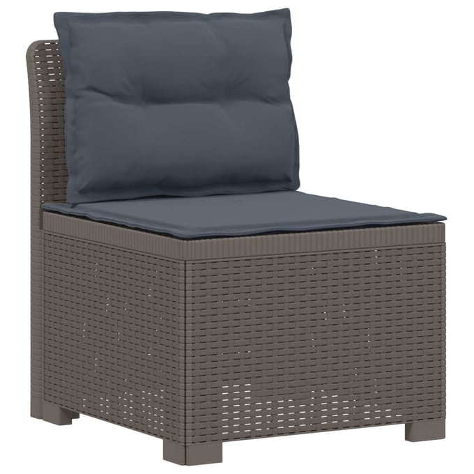 vidaXL - 4-Persoons - Tuin - Sofa - met - Kussens - Rattan - Look - PP - Lichtgrijs