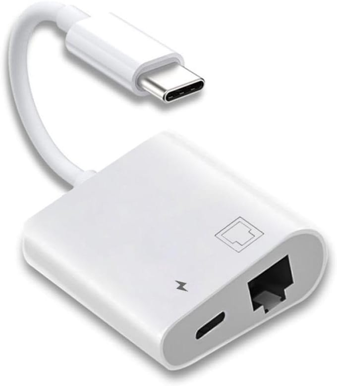 USB C Netwerkadapter - Ethernet Adapter - Internet Stabiliseren - Met PD Opladen - 100 Mbit/s - Wit