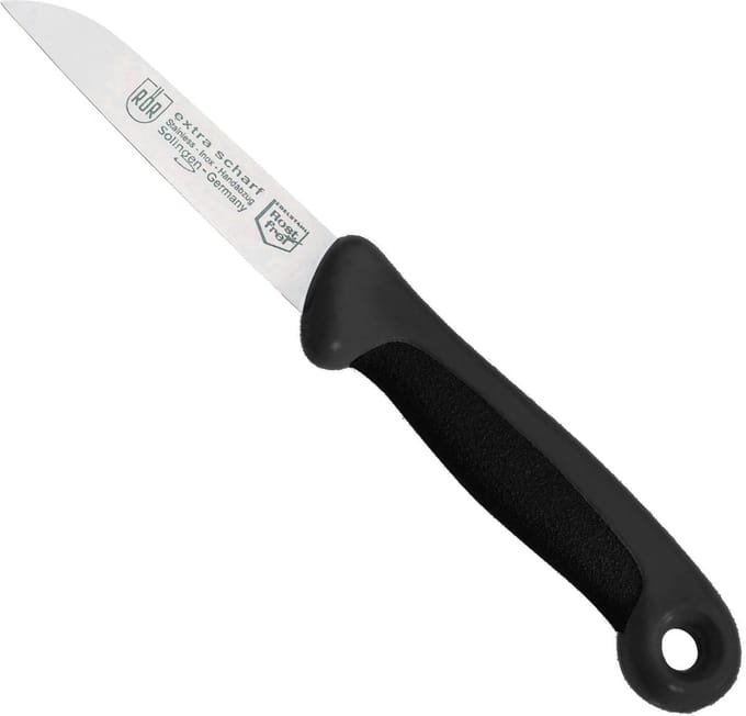 RÖR Solingen Schilmesje Extra Grip – RVS Lemmet Recht – 17,5 cm – Zwart met Zwart