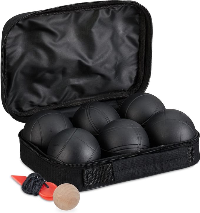 jeu de boules set - 6 stalen ballen - Ø: 7,2 cm - met accessoires en tasje