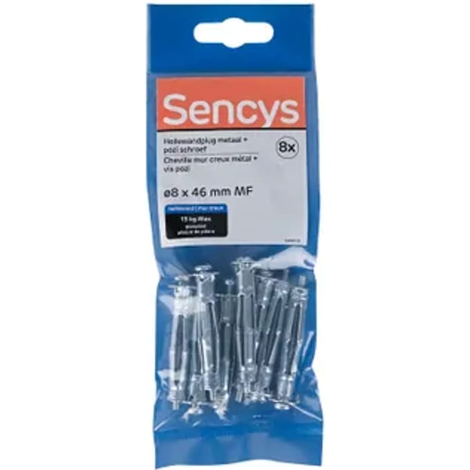 Sencys Plug Voor Gipsplaat Staal - Diam. 8x46mm - 8 Stuks