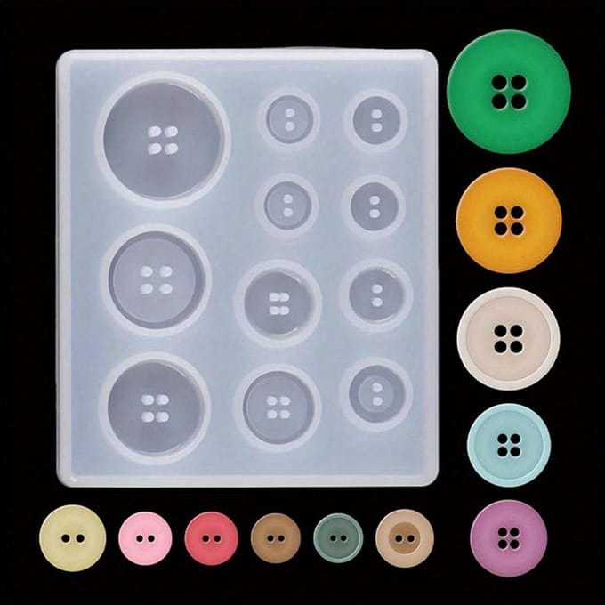 Hars Siliconen Knop Vorm Epoxy Hars Vorm DIY Vorm Sieraden Maken Button black