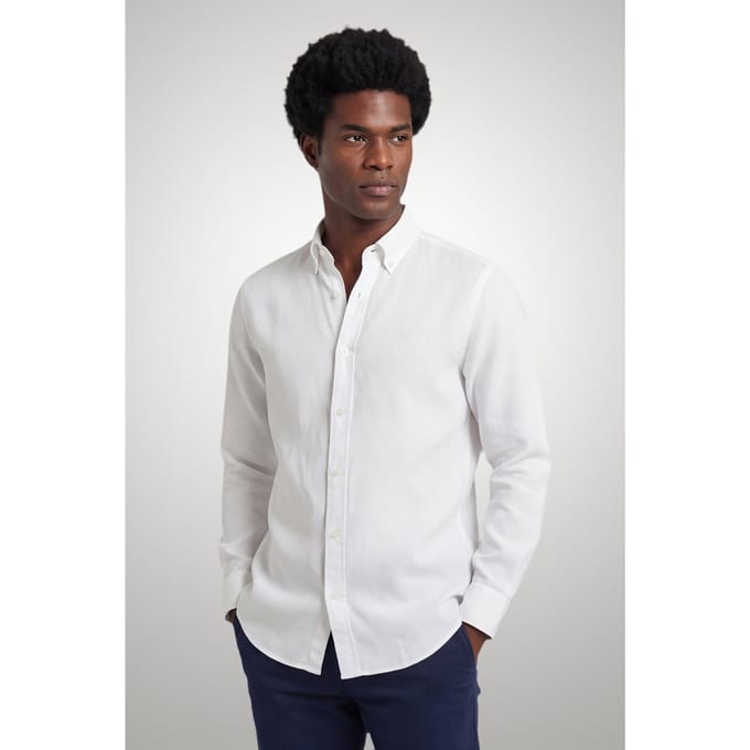 McGregor Cotton/linnen Shirt White Maat: M | Casual Overhemden Outlet | Heren | Wit