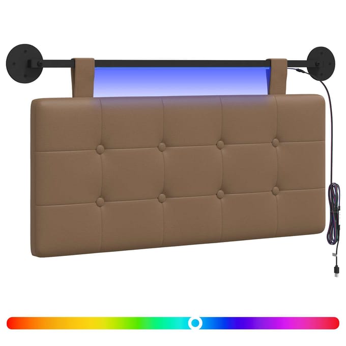 vidaXL - Hangend - hoofdbord - Met - LED-verlichting - Cappuccino - Kunstleer