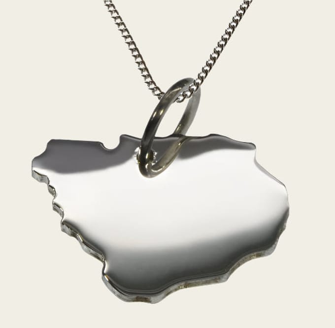 Zilveren Landkaart Uruguay ketting hanger