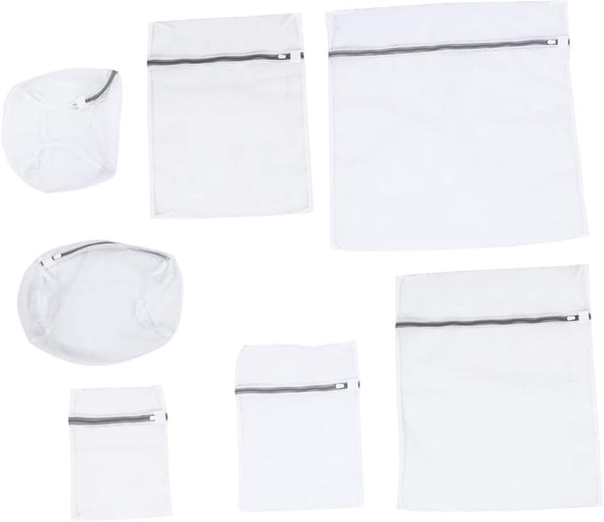 Wasnet Set - Kleding Beschermers - Fijne Was - Met Rits - 7 Delig - Wit