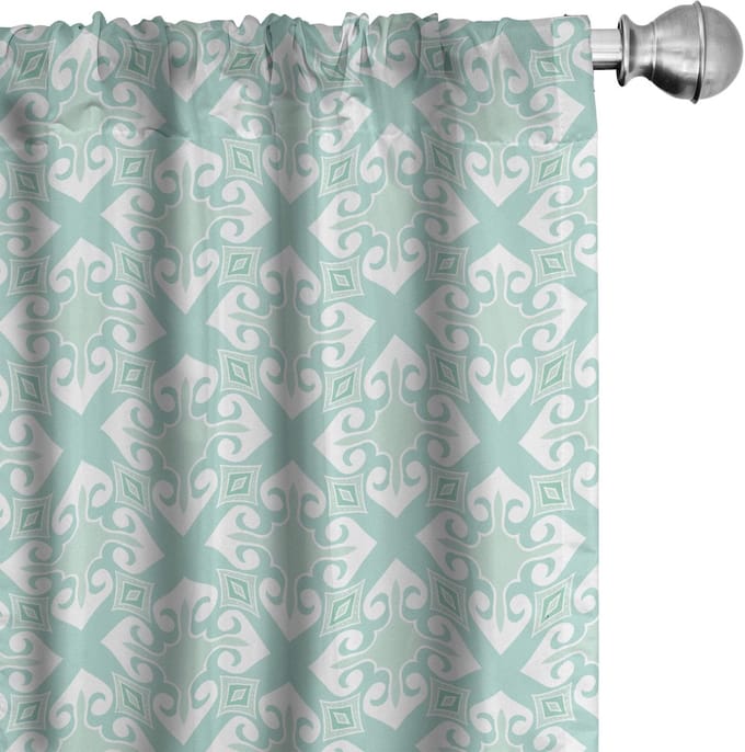 ABAKUHAUS – Mintgroen-Wit Voorhangen 2x75x225 cm – Mikrofaser
