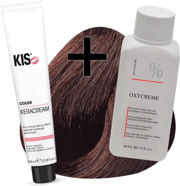 KIS haarverfset - 5CB Licht chocolade bruin  - haarverf & waterstofperoxide