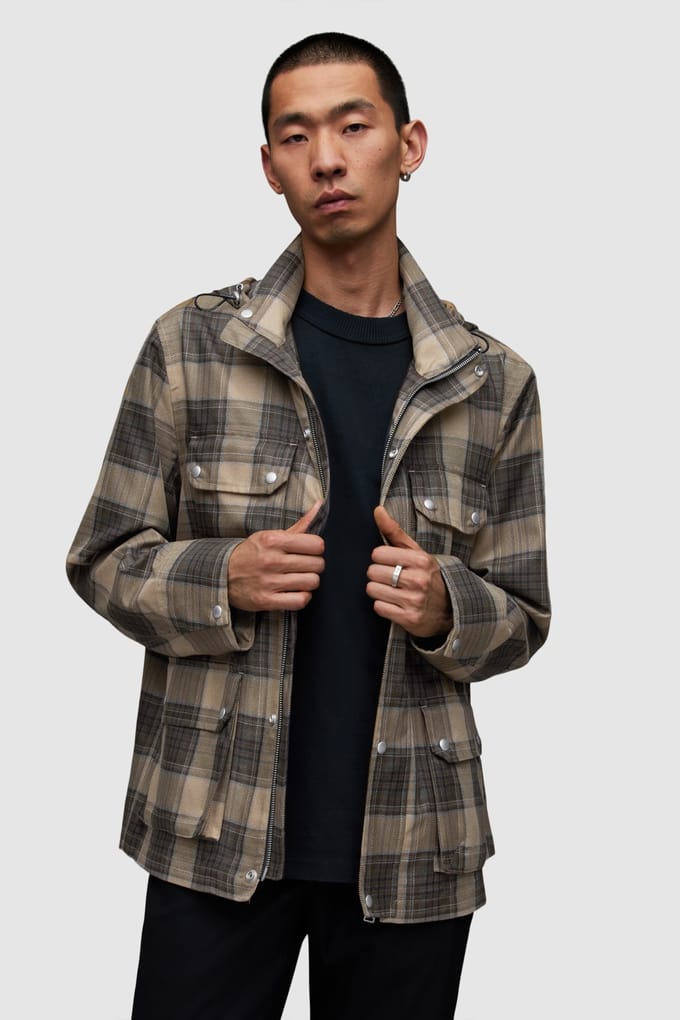 AllSaints Hokke Jacket Brown Größe: S | Militärjacken Outlet | Herren | Braun
