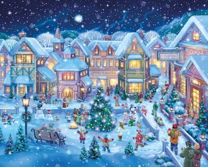 Vakantie Dorp Puzzel - Legpuzzel Kerst - Ontspanning Thuis - Precisie Snijden - 1000 Stukjes - Multicolor