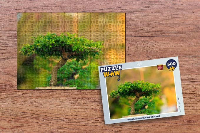 Puzzel Bonsai bomen in een rij - Legpuzzel - Puzzel 500 stukjes