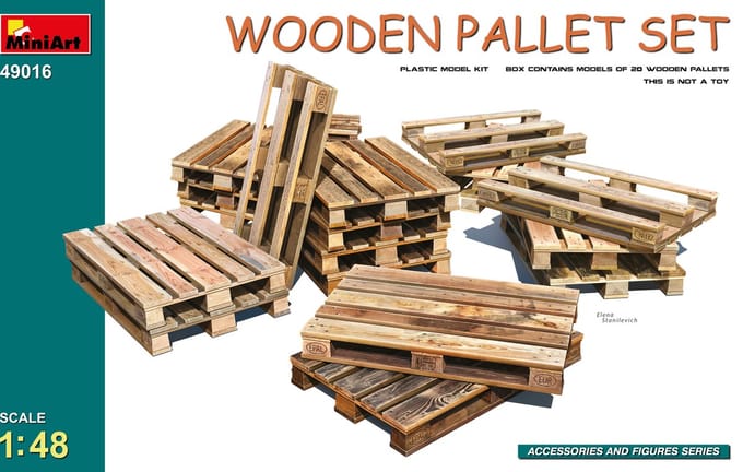 MiniArt Modelbouwpakket Diorama - 49016 Houten Pallet Set voor Diorama - 20 Stuks Plastic - 1:48 - Modelbouw