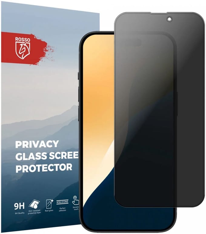 Rosso Privacy Screen Protector Geschikt voor de Apple iPhone 16 Pro Max - 9H Gehard Glas - Case Friendly Tempered Glass - Eenvoudige Installatie