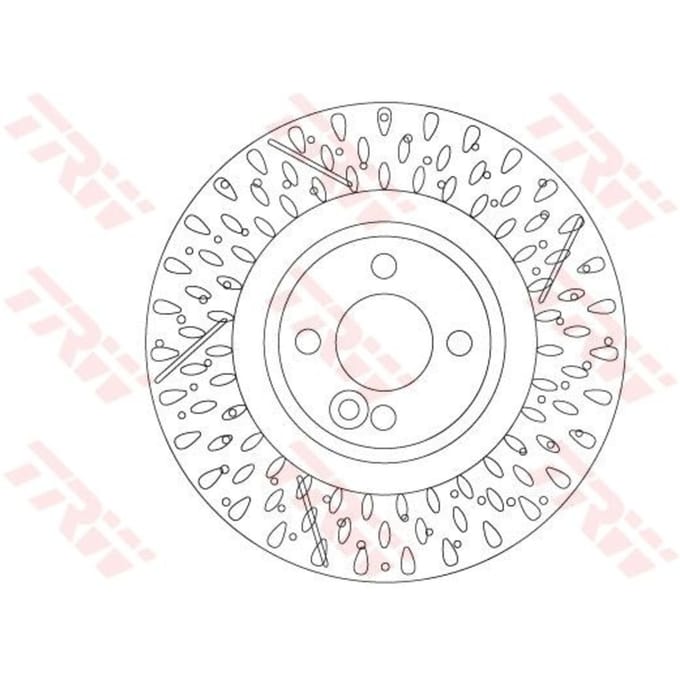 Remschijf TRW DF6930S voorkant, geperforeerd, sleuf, sterk gecarboniseerd, 1 Stuk
