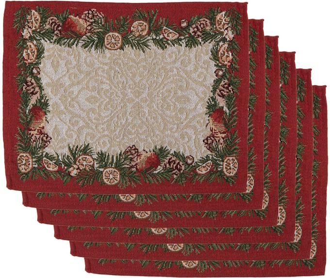Clayre & Eef Placemats Set van 6 33x45 cm Beige Polyester