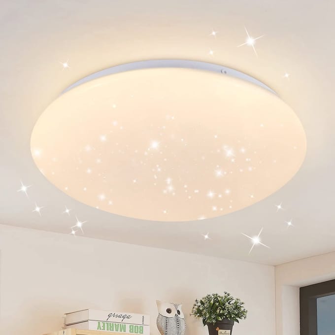 Unyqoos® Moderne LED-plafondlamp met sterrenhemel effect voor diverse ruimtes, 18 W, IP44, warm wit