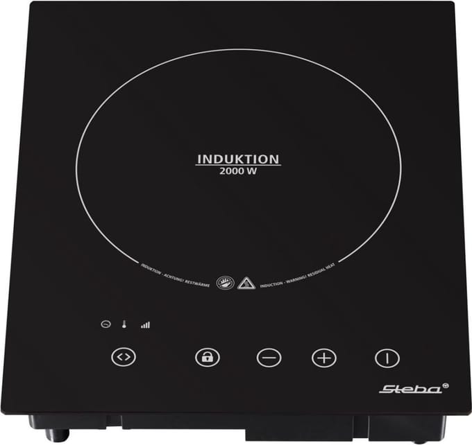 Steba IK60E - Inductiekookplaat - 1 pits - Inbouw/vrijstaand - 28 x 28 cm - 2000 Watt - 10 standen - Timer - Touch control